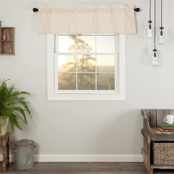 VHC BRANDS Simple Life Flax 60 in. L x 16 in. W Cotton Linen Blend Valance in Natural Cream