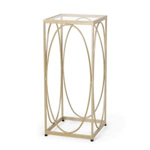 Sagewood Champagne Gold and Black Glass Top End Table