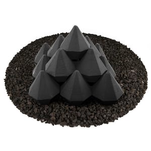 4 in. Ceramic Fire Diamonds in Charcoal Gray Other Fire Pit and Fireplace Outdoor Heating Accessory (14-Pack)