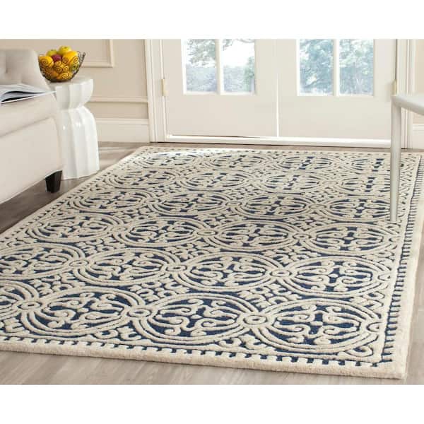 Cambridge Navy Blue/Ivory 10 ft. x 14 ft. Geometric Medallion Area Rug