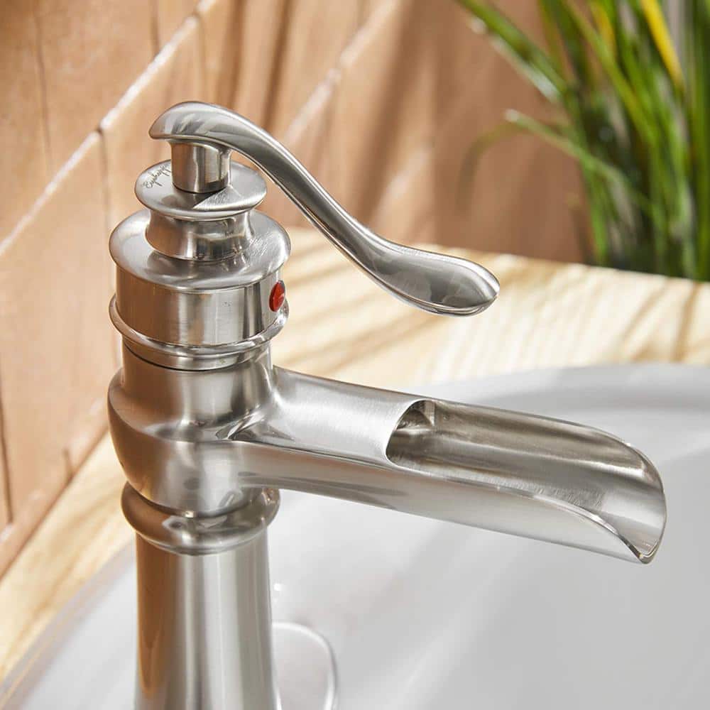 Brushed Nickel Single-Handle Waterfall Bathroom Faucet