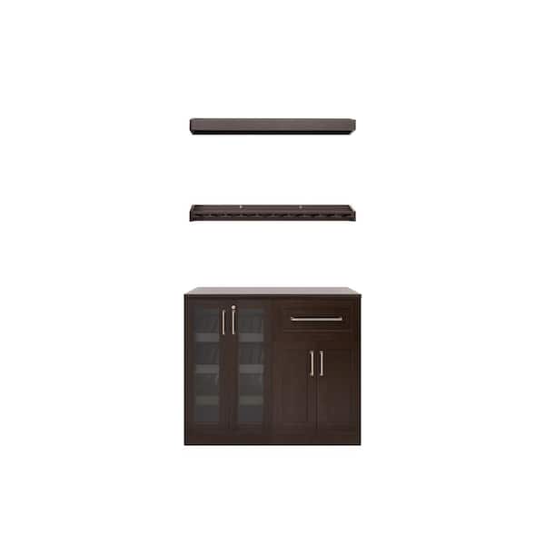 NewAge Products Home Bar 21 in. Espresso Cabinet Set (5-Piece)