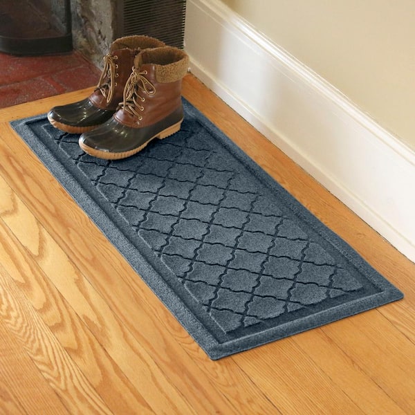 Waterhog Cordova 15 in. x 36 in. PET Polyester Indoor Outdoor Boot Tray Bluestone