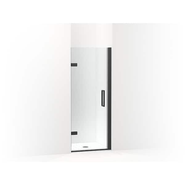 KOHLER Composed 40-41 in. W x 72 in. H Pivot Frameless Shower Door in Matte Black with 3/8 in. Thick Crystal Clear Glass
