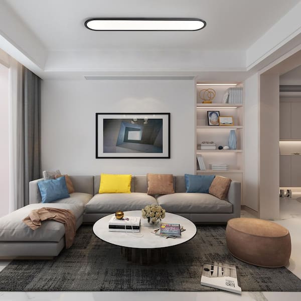 Genoci 47.2 in. 50-Watt Modern Black Simple Dimmable Integrated