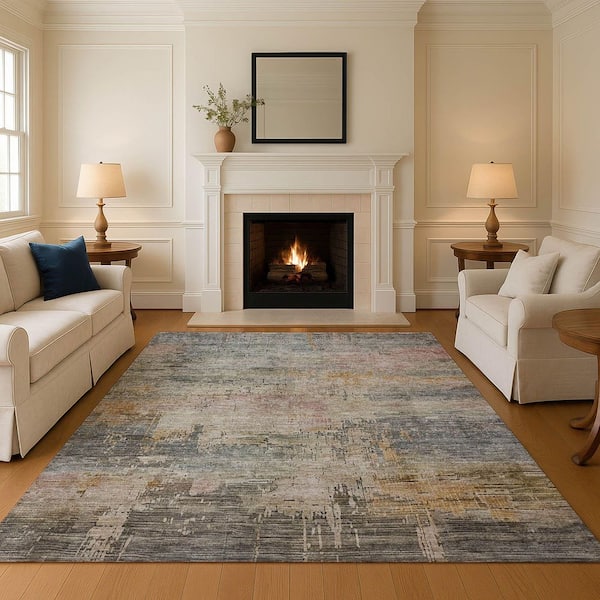 Mayfield Premium Machine Washable Abstract AMF1650 Sage 10 ft. x 14 ft. Area Rug