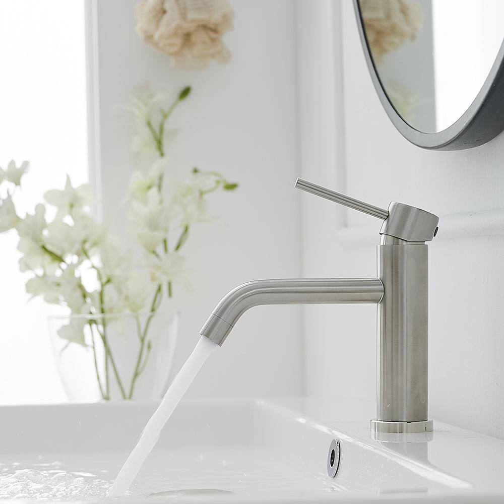 Brushed Nickel Single-Handle Bathroom Faucet with Pop-Up Drain