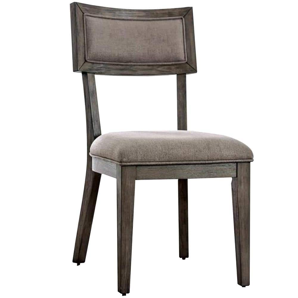 Saltoro Sherpi Fabric Upholstered Wooden Side Chair with Paneled Back  Set of 2  Gray