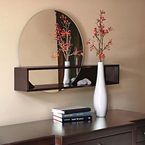 AZ Home and Gifts nexxt Tate 24 in. x 36 in. Espresso Wall Mirror with Shelf