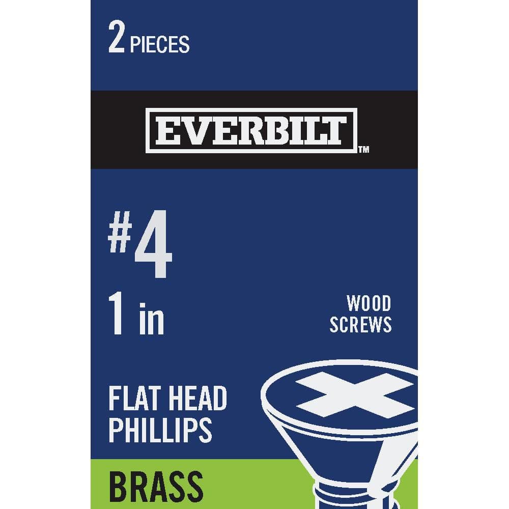 Everbilt 4 x 1 in. Phillips Flat Head Brass Wood Screw (2Pack) 809541
