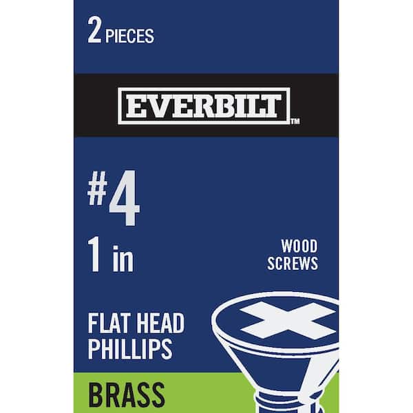 Everbilt #4 x 1 in. Phillips Flat Head Brass Wood Screw (2-Pack)