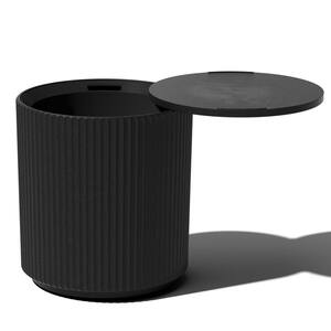 Round Black Plastic 21 in. H Outdoor Cooler Side table