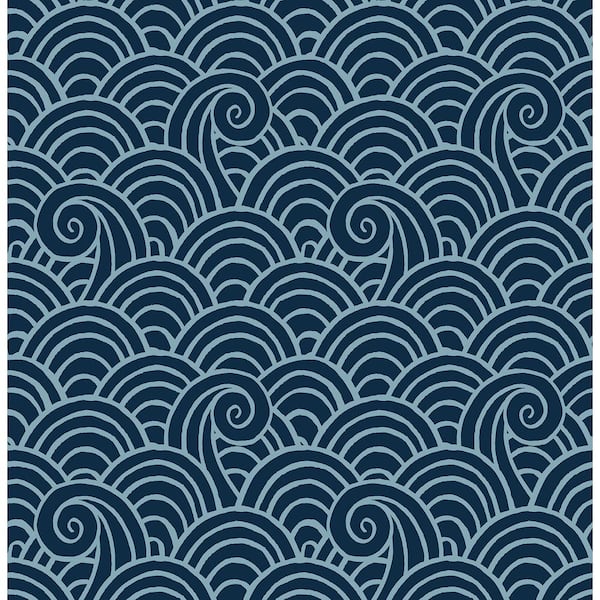 A-Street Prints Alorah Navy Wave Fabric Non-Pasted Wallpaper 4081-26305 ...