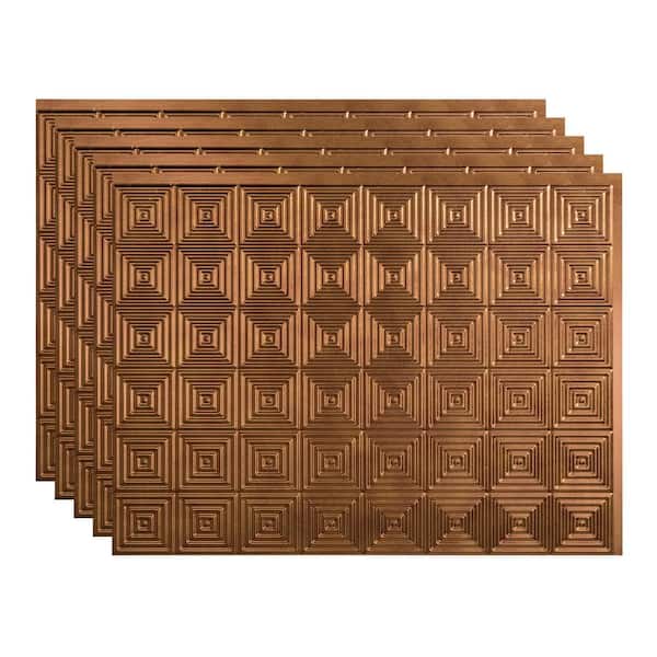 Fasade Miniquattro 18.25 in. x 24.25 in. Vinyl Backsplash Panel in Antique Bronze (5-Pack)