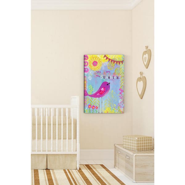 Unbranded 24 in. H x 16 in. W "Sunshine Purple Bird" by Jill Lambert Printed Canvas Wall Art