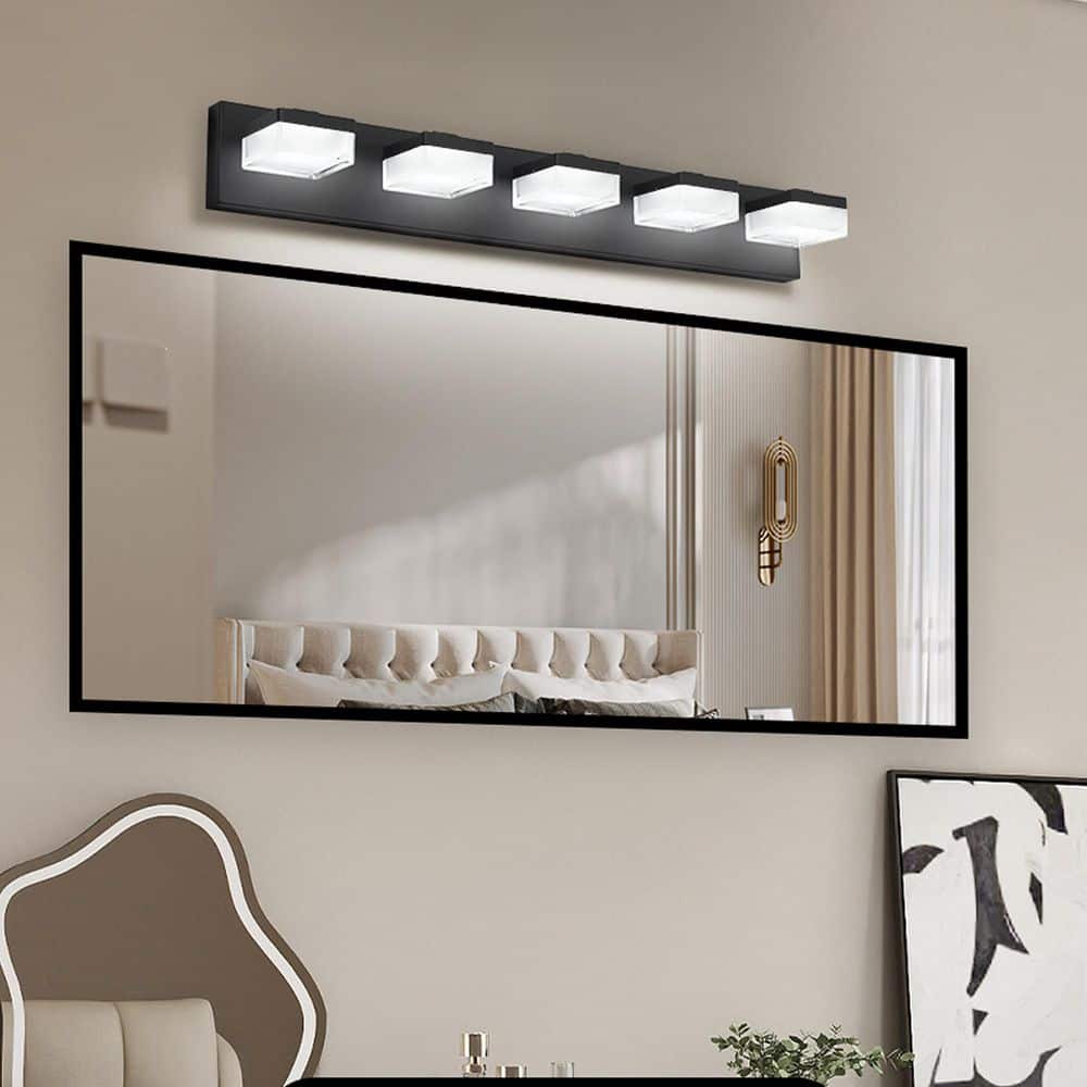 32 in. 5-Light Matte Black LED Vanity Light with Rust prevention and Power-Saving price history on PriceWatchPro