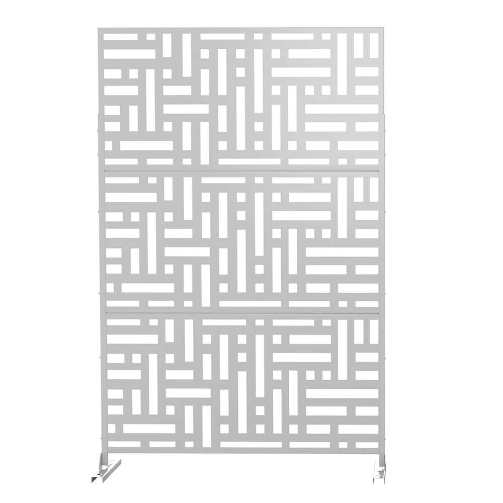 75 x 48 in. White Modern Garden Screen Privacy Screen with Rectangle Patter
