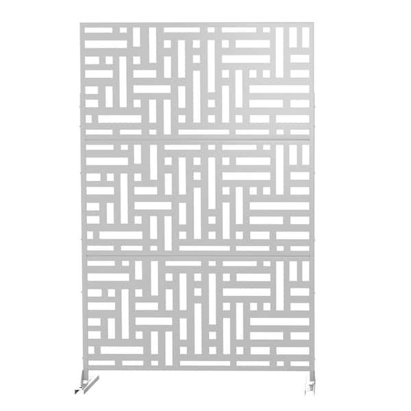 Lirago 75 x 48 in. White Modern Garden Screen Privacy Screen with Rectangle Patterns Wall Decal