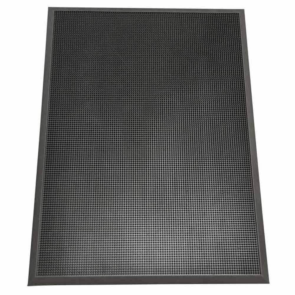Filigree Rubber Scraper Doormat, Floor Door Mat in Black Rubber