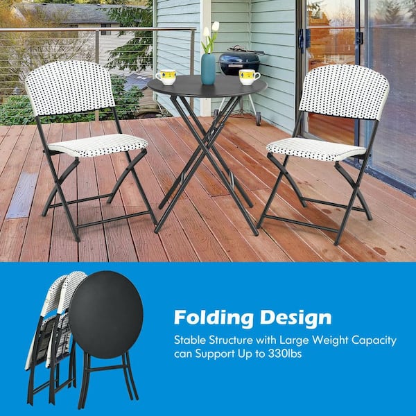 ANGELES HOME 3-Piece Iron Outdoor Bistro Set Rocker Chairs Table with Umbrella Hole