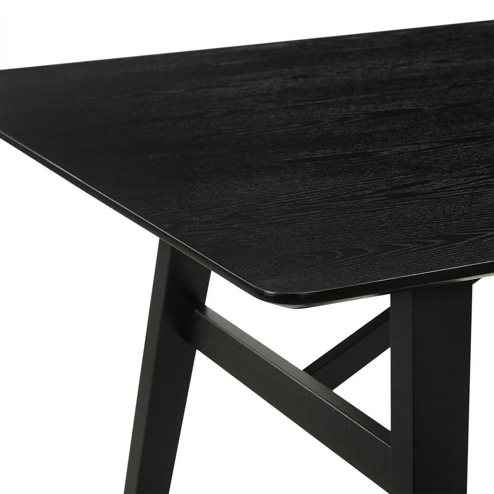 Channell Black Rubberwood Rectangular Dining Table for Six