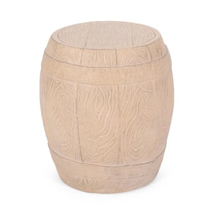 Ospery Natural Wood Stone Outdoor Side Table