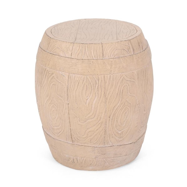 Noble House Ospery Natural Wood Stone Outdoor Side Table