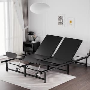 28.74 in. W Black Adjustable Metal Bed Frame Queen Size Platform Bed with Independent Head and Foot Incline