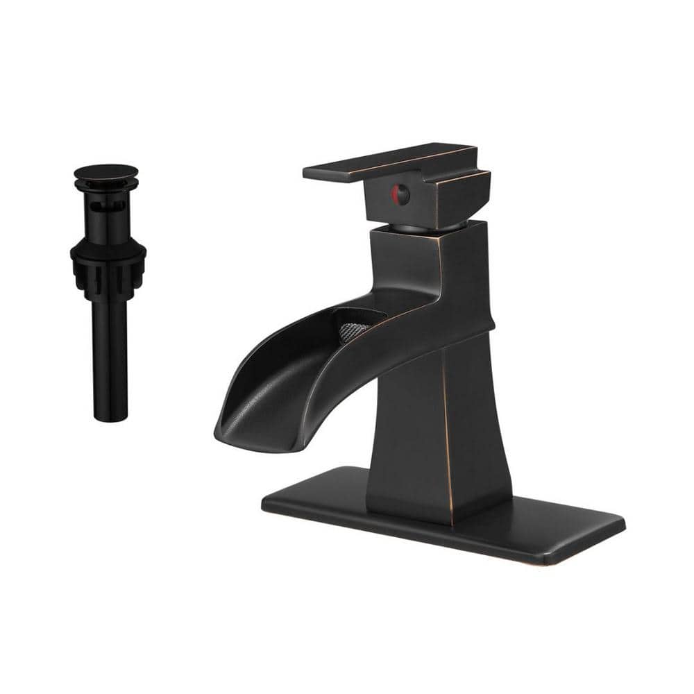 Single Handle Deck-Mounted Waterfall Single Hole Bathroom Faucet Modern Van