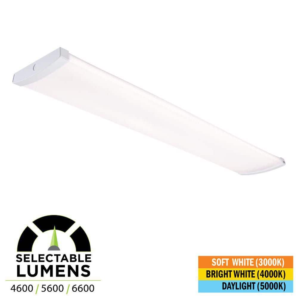 4 ft. x 9 in. 50-Watt, LED White Commercial Shop Light 4600/5600/6600 Lumens, Selectable CCT, 120-277V, 0-10V Dimmable price history on PriceWatchPro