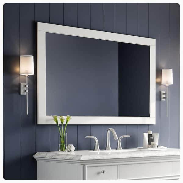 Eviva Aberdeen 48 in. W x 30 in. H Framed Rectangular Bathroom Vanity Mirror in White