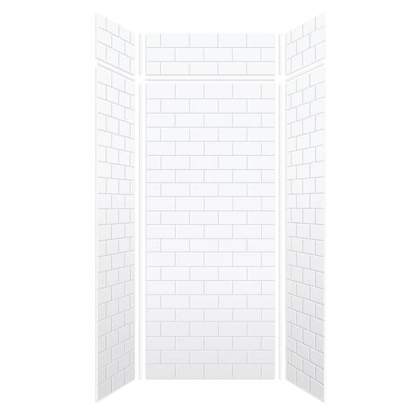 Transolid Saramar 36 in. W x 96 in. H x 36 in. D 6-Piece Glue to Wall Alcove Shower Wall Kit with Extension in. White