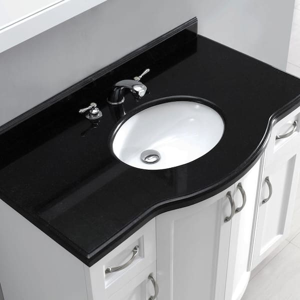 Home Decorators Collection Gigi 42 In Vanity White With Granite Top Black 90219 The Depot - White Bathroom Vanity With Black Granite Top
