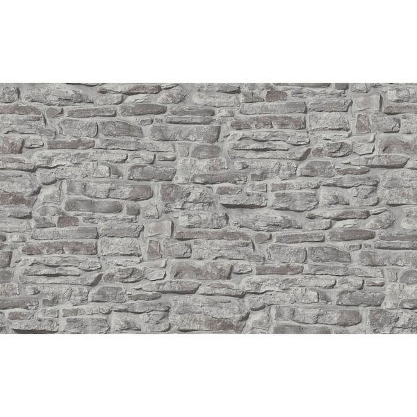 Unbranded Bricks and More Collection Grey Rustic Stone Wall Matte Finish Vinyl on Non-woven Non-pasted Wallpaper Roll