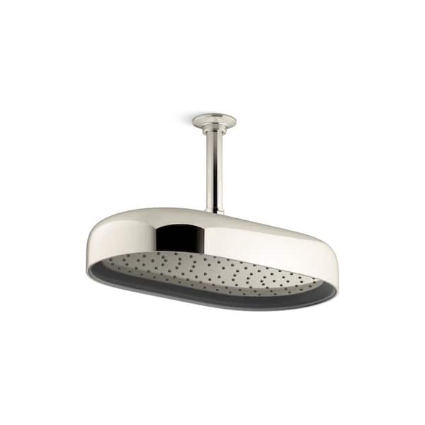 KOHLER Statement Oblong 1-Spray Patterns 2.5 GPM 14 in. Ceiling Mount Rainhead Fixed Shower Head in Vibrant Polished Nickel
