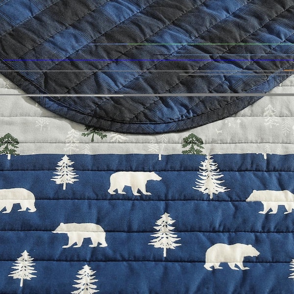 Blue Creek Navy Plaid Cotton Quilt Set