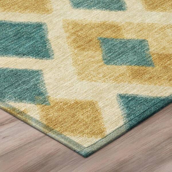 Chantille Machine Washable Indoor/Outdoor Abstract ACN3021 Teal 8 ft. x 10 ft. Area Rug