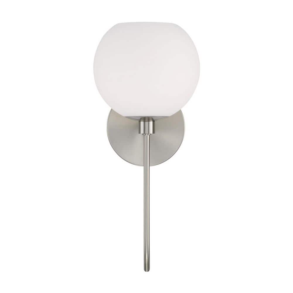 Ansley Brushed Nickel Wall Sconce with Soft White Glass Globe