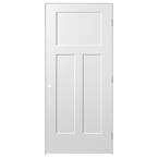 36 in. x 80 in. Winslow 3-Panel Left-Handed Hollow-Core Primed Composite Single Prehung Interior Door