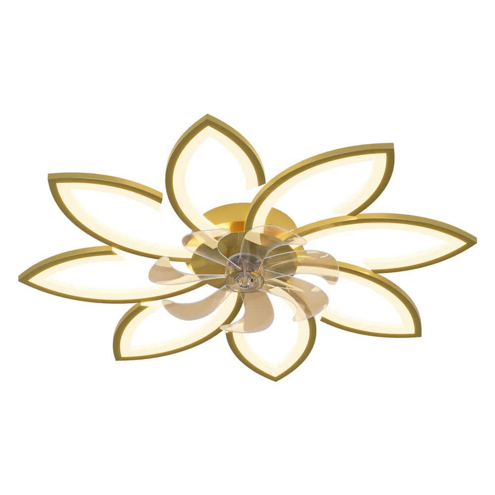 35 in. Integrated LED Indoor Gold Ultra Quiet DC Motor Ceiling Fan with Lig