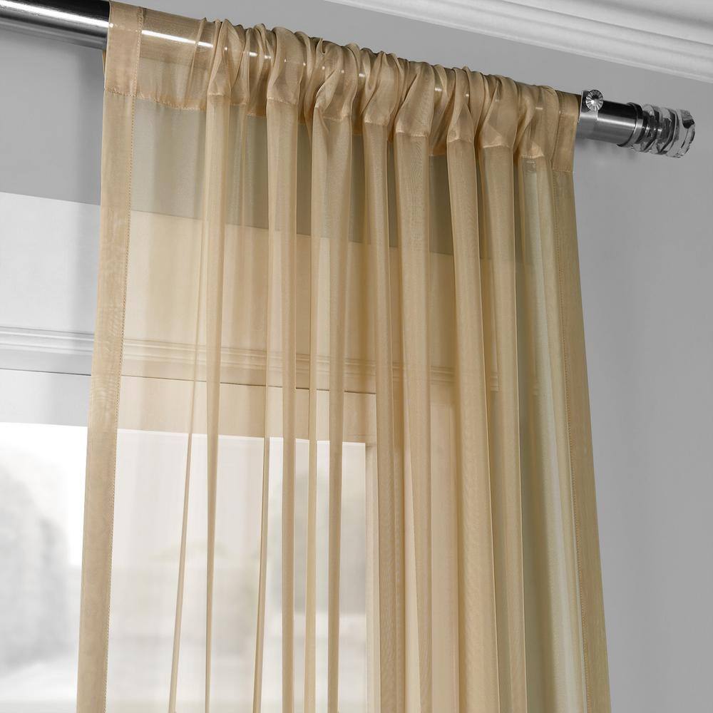 Soft Tan Sheer Polyester Rod Pocket Curtain Panels - 50" W x 108" L (2-Pack)