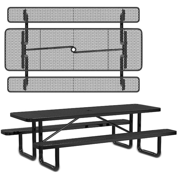 8 ft. Rectangle Portable Outdoor Commercial Metal Picnic Table