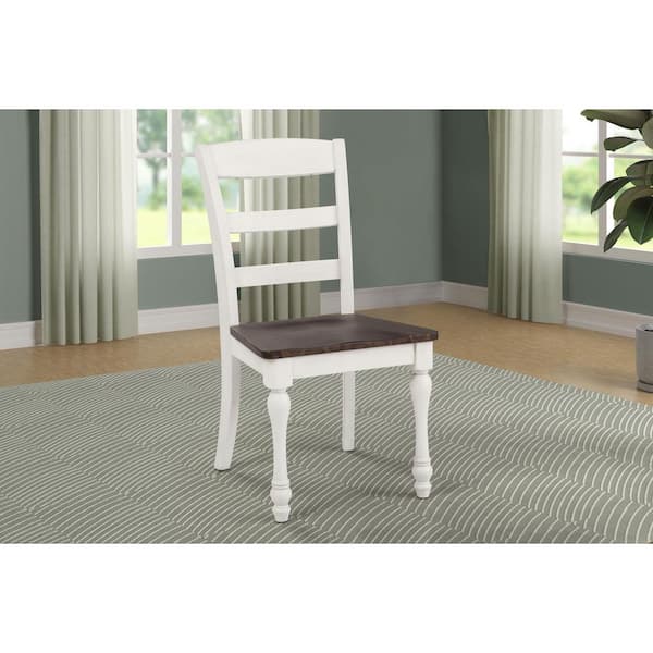 Coaster Madelyn Dark Cocoa and Coastal White Ladder Back Side Chairs Set of 2