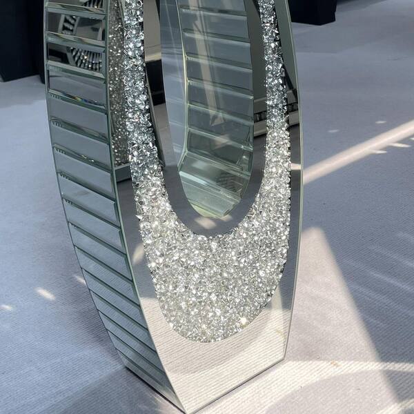 24.01 in. Cylinder Silver Transparent Tempered Glass Diamond