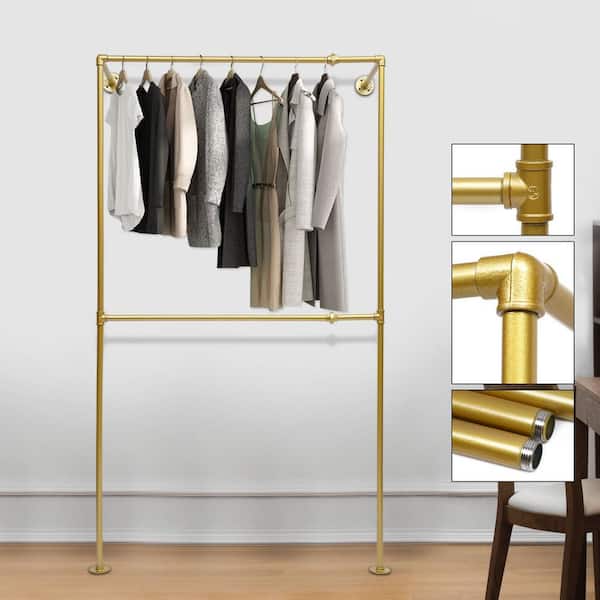 Gold Metal Clothes Rack Gold Metal Clothing Rack With Wood Shelf