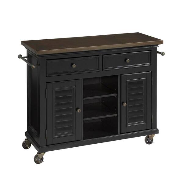 Home Styles 44.5 in. W Antique Stainless Top Kitchen Cart