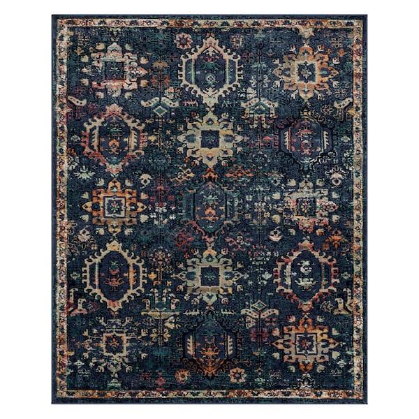 Home Decorators Collection Medallion Blue 7 ft. 10 in. x 10 ft. Indoor Area Rug
