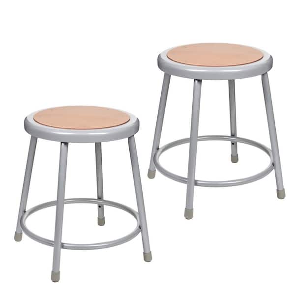 HAMPDEN FURNISHINGS Flynn 18 in. Masonite Wood Grey Metal Frame Stool (Pack of 2)