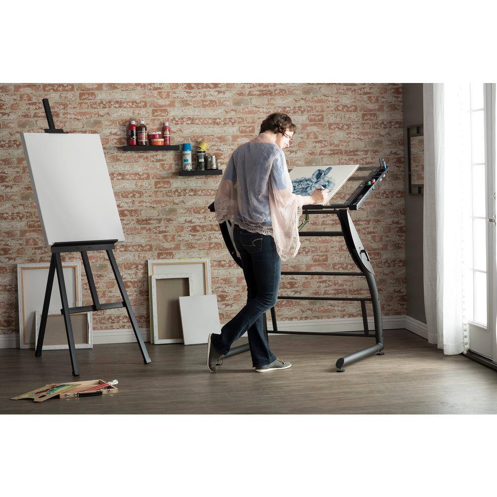 Versatile TriFlex 45" Glass Top Adjustable Drafting Table, Black