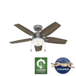 Antero 44 in. Hunter Express Indoor Matte Silver Ceiling Fan with Light Kit Included
